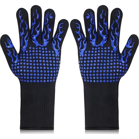 Gants de barbecue résistants à la chaleur jusqu'à 800 °C – Gants résistants aux coupures L5 – Gants de cuisine de qualité supérieure pour BBQ, cuisiner, pâtisserie et soudure (1 paire de 33 cm) (1/5)