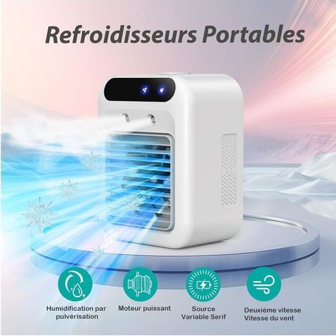Climatiseur portable silencieux, refroidisseur d'air de 500 ml, 2 vitesses de vent, 2 modes de pulvérisation, mini climatiseur pour chambre, bureau (1/4)