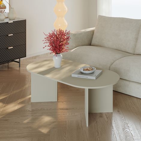 Tavolino da Salotto Kynd con Piano Ovale 119 x 60 x 40 cm - Color Avena Oatmeal [en.casa] (1/5)