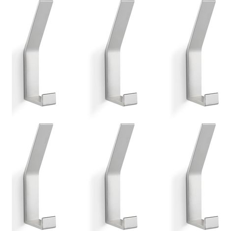 Lot de 6 crochets muraux argentés, supports pour serviettes peignoirs adaptés cuisine meuble salle de bain couloir chambre (1/5)