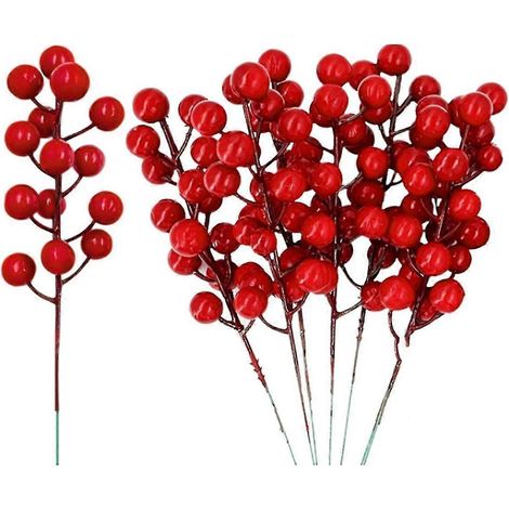 25 tiges de baies de 20 cm pour décorations de Noël, branches et bâtonnets décoratifs (1/5)