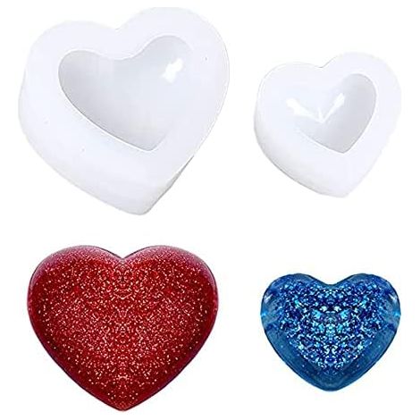 Herzförmige Silikonform, 2 Stück 3d Liebe Herzform Silikonform Geometrisches Herz Silikonform Aus Epoxidharz Für DIY Hausgemachte Seifen (1/5)