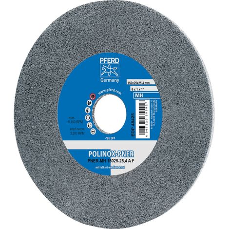 PFERD TOOLS POLINOX verpresstes Vlies-Rad PNER Ø 150x3 mm Bohrung-Ø 25,4 mm Mittehart SIC Fein für Finish 5 Stk