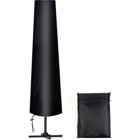 Bardusch-Housse Parasol Droit Ø 300 cm, 210D Oxford Housse de Protection pour Parasol avec Sac de Rangement, aux UV, à la Neige NOIR (1/4)