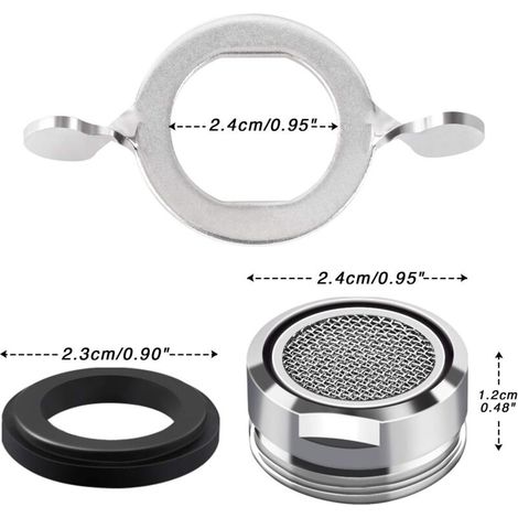 Mousseur Robinet M24, 6 Pièces Aerateur Robinet Economie Eau Avec Filtre en Acier Inoxydable et ABS, comprendre 8 joints et 1 clé à Mousseur chromée pour Robinet Lavabo de Salle de Bain et Cuisine (1/3)