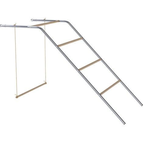 Structure de jeu pour poules en bois avec perchoirs réglables et balançoire, 82 x 150 x 110 cm, couleur argentée (1/5)