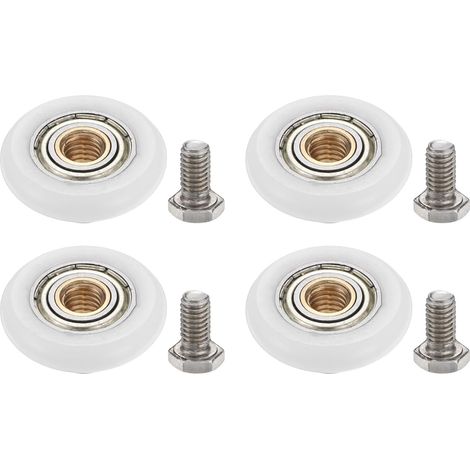 CCYKXA25mm Roulettes de Tiroir, 4 Ensembles de Poulies de Positionnement en Nylon pour Petits Tiroirs avec Rondelle à Ressort et Vis pour Glissières, Blanc (1/5)