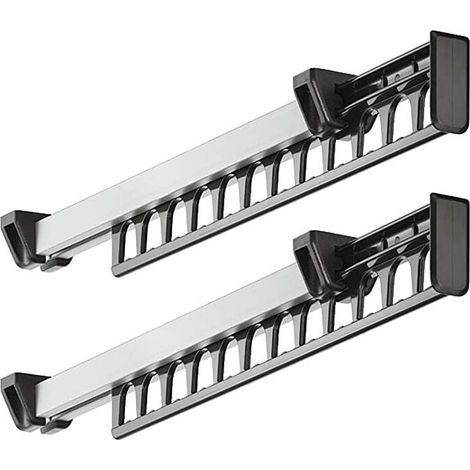 Porte-vêtements Armoire Garde-Robe Extractible Coulissant pour Cintre Support Portemanteau pour pour 12 Cintres Longueur 315 mm Lot de 2