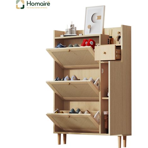 Flur- Garderobenschrank natur aus MDF 90 x 17 x 125 cm HOMAIRE (1/5)