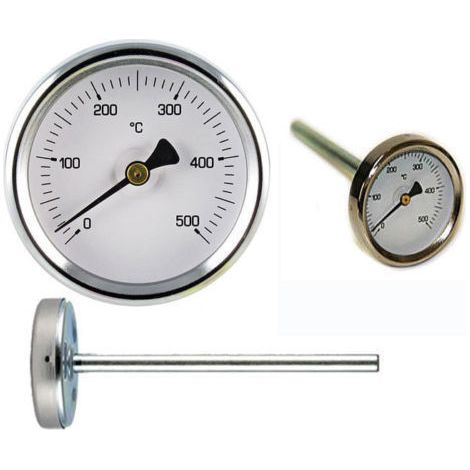 TERMOMETRO FORNI A LEGNA - BARBECUE E FUMI 0 - 500GR con sonda rigida da 20 cm -