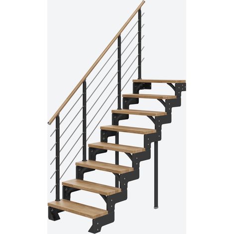 Dolle Modultreppe Gardentop Innen Eiche 8 Stufen 144-176cm Geschosshöhe 75cm Stufenbreite inkl. Geländer (1/4)