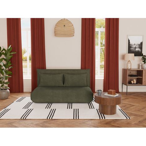 Bestmobilier – Banquette 2 places convertible clic-clac en velours côtelé – Couchage 200x140cm – Style contemporain – Vert (1/5)