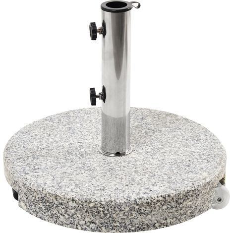 Base redonda para sombrilla para exterior de granito y acero inoxidable moderno ⌀ 45 cm 30 kg gris Cerzeto
