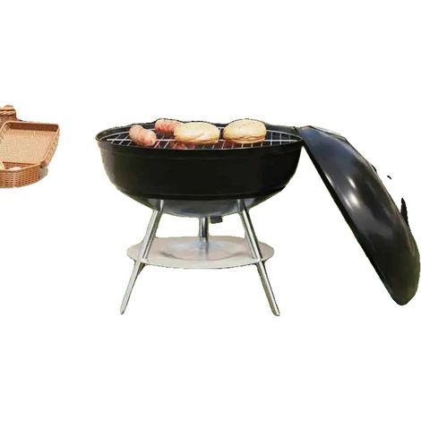 Parrilla de carbón, construcción de acero aleado, cenicero extraíble, color negro. (1/2)