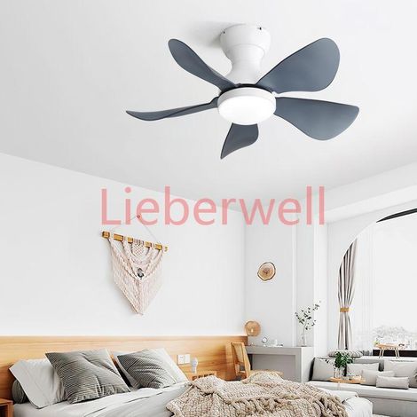 "Ventilateur de plafond blanc 29 pouces avec montage à flush 5 ailes ABS transparentes 18W éclairage LED dimmable intégré " (1/5)