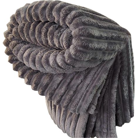 Couverture en fausse fourrure ultra douce - Douce, confortable et luxueuse - Cadeau idéal pour vos proches - Gris (1/5)