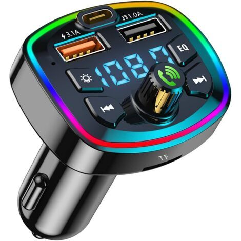 Transmetteur FM Bluetooth Voiture Accessoire Voiture autoradio Bluetooth,Adaptateur Bluetooth voitureemetteur Bluetooth Voiture Allume Cigare Bluetooth 2 Ports USB Chargeur Rapide QC3.0 (1/5)