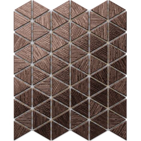 Mosaïque en verre sur filet pour salle de bain ou cuisine 26,3 x 30,3 cm - Scratched Copper (1/5)