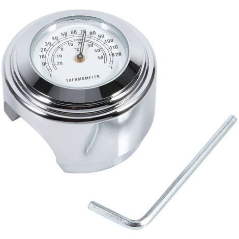 Thermomètre de guidon de moto étanche 7/8" 1" avec cadran blanc, résistant aux chocs, pour motos cruiser. (1/5)