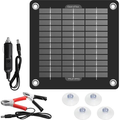 Mainteneur de Batterie de Voiture 10W 12V, Chargeur de Batterie Solaire, Chargeur d'entretien Solaire Portable pour Automobile, Moto, Bateau, Voiture (1/5)