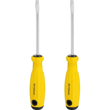 2pcs SL5 Tournevis à Tête Plate 8.1" pour Réparations DIY Jaune (1/5)