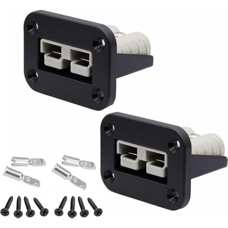Lot de 2 Prises de batterie 50 A, Plaque de montage encastrée, Connecteur Anderson SB50, Pour camping-car et bateau (1/4)