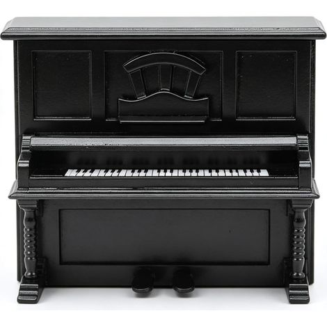 Modèle de Piano Miniature Vintage en Bois, Décoration de Maison de Poupée, Essentiel pour Les Pièces Miniatures à L'échelle 1:12 (Black) (1/5)