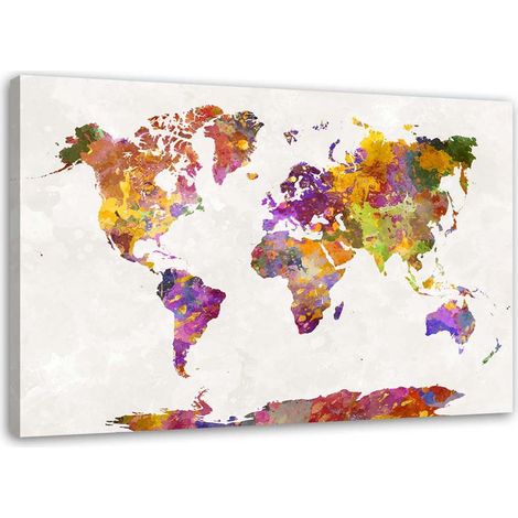 Tableau sur toile Carte du monde aquarelle 90x60 (1/5)