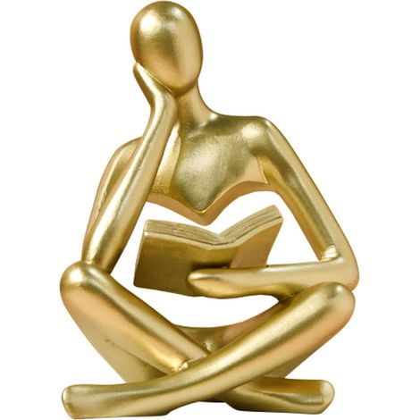 1 Statue Femme, Résine, Dorée, 20cm, Abstraite, Salon, Bureau