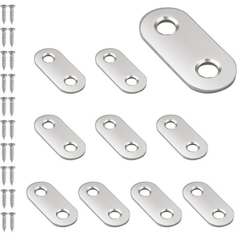 Conectores Planos Acero Inoxidable 16x36 mm - Para Muebles de Madera Mesas Sillas Estructuras - 20 Unidades (1/5)