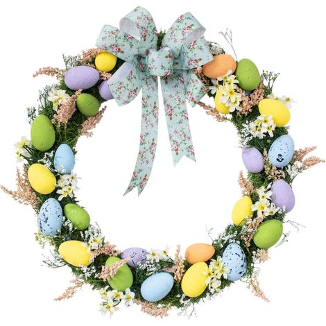 Guirlande De Pâques - Couronne Pour Porte Avec Œufs Artificiels - Décoration Printemps Intérieur Extérieur - 45 cm - 1 Pièce (1/5)