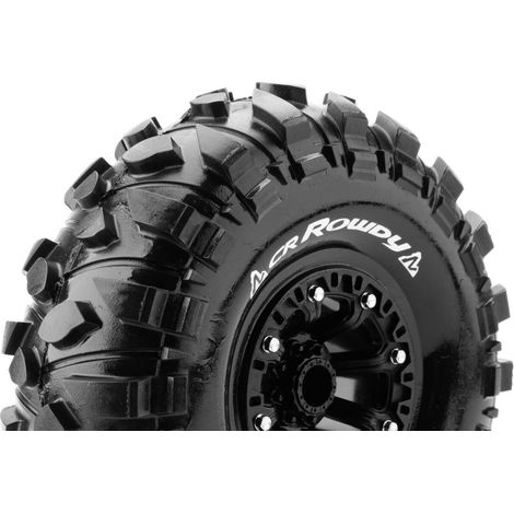 Louise RC - CR-ROWDY - 1-10 Crawler Tire Set - Mounted - Super Soft - Black 2.2 Wheels - Hex 12mm - L-T3238VB