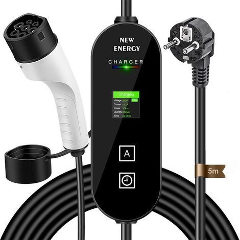 Pistolet de charge intelligent à double effet standard européen 16A 3,5kW Câble portable de 5 m Adaptation flexible pour un usage domestique/commercial léger (1/4)