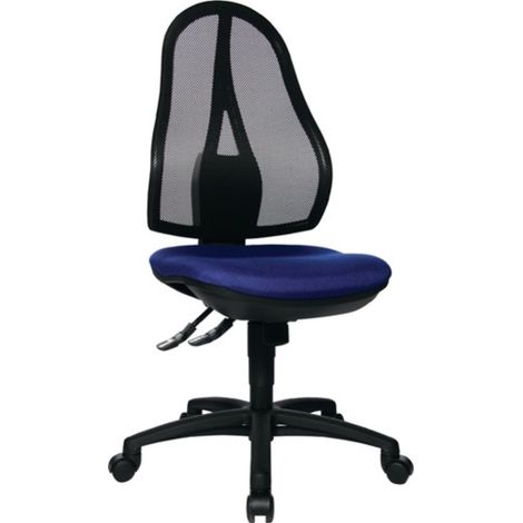 Sedia da ufficio girevole Punktsynchr. con schienale blu, altezza regolabile 430-510mm (1/4)