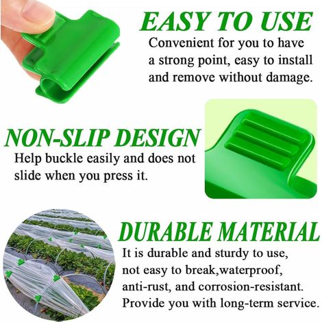 Lot 24 pinces cerceaux serre tubes PVC 10 12mm pinces film serre clips tiges filet ombrage anneaux jardin couverture rangées support (1/5)