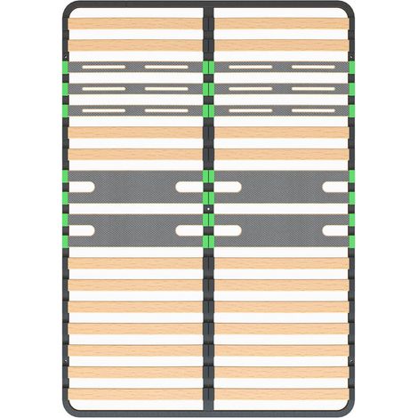Altobuy – Sommier à lattes 120x190 cm – Structure métal laqué noir – 2 zones de confort – 2x14 lattes 53mm – Poids max 200 kg (1/6)