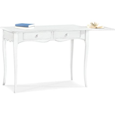 Scrittoio classico in legno 2 cassetti Colori mobili tempesta: Bianco opaco