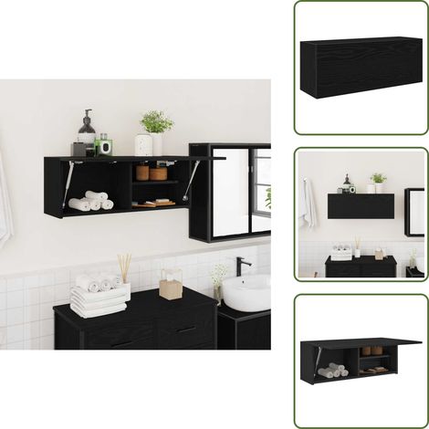 vidaXL Bad-Wandschrank Schwarz 80x25x30 cm Holzwerkstoff (1/5)