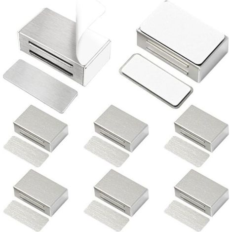 Lot de 8 loquets magnétiques auto-adhésifs. adaptés aux portes d'armoires et aux serrures de portes magnétiques.