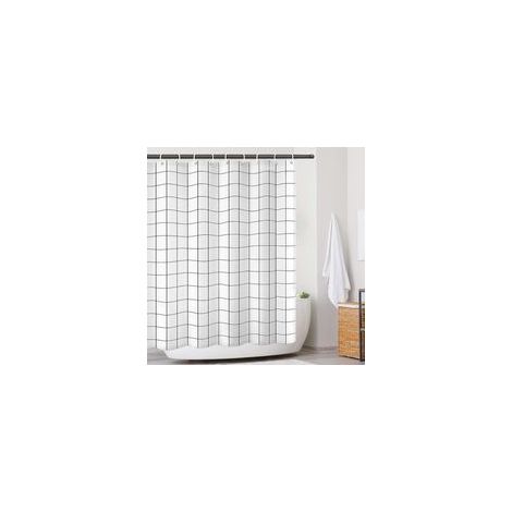 Rideau de Douche Séchage Rapide 180x200 cm Imperméable, Ourlet Lesté, Lavable, Avec 12 Crochets