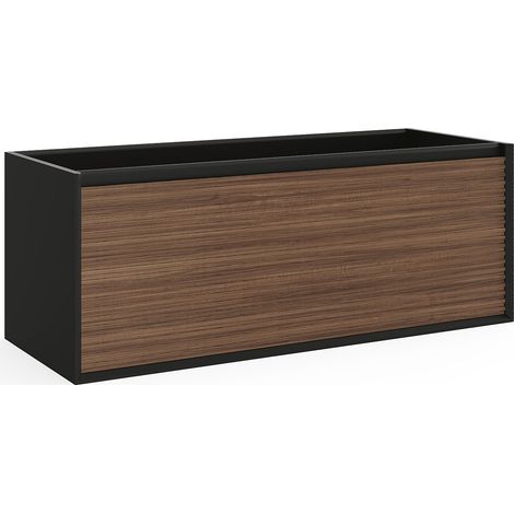 Mobile sotto lavabo sospeso a righe 120 cm Naturale scuro e Nero - BANIVA