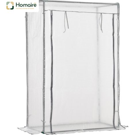 HOMAIRE Gewächshaus en acier avec feuille en treillis PE, porte, résistant hiver pour balcon, jardin, tomates, légumes, fleurs, blanc