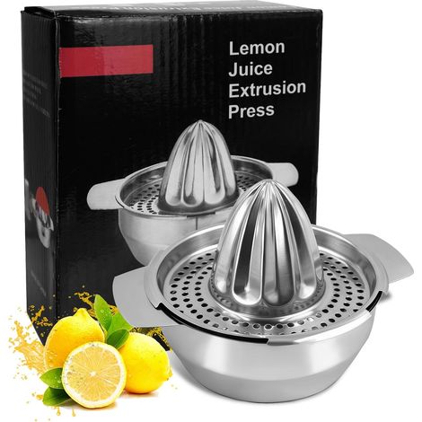 Presse-agrumes 450ml en acier inoxydable – Presse à jus manuelle pour citrons, limes et oranges avec récipient de récupération, passe au lave-vaisselle – Idéal pour la cuisine, le bar et le (1/5)