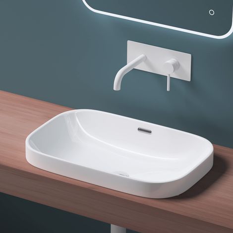 Mai & Mai Lavabo da Incasso 61.6X41.5X16.5cm, Lavabo Sottopiano Lavandino Bagno in Ceramica Nano Rivestimenti inclusi, Brüssel5082 (1/5)