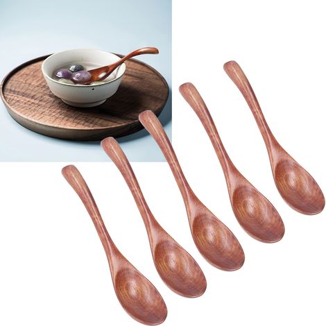 Cuillère à manche courbé, louche en bois, cuillère à soupe de vaisselle japonaise (1/5)