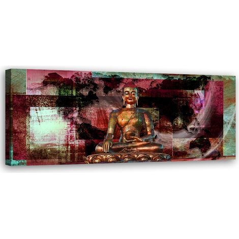 Tableau sur toile Statue de Bouddha rose 90x30 (1/5)