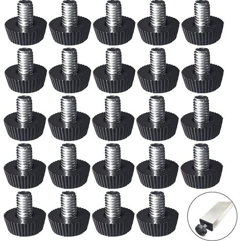 24 patas ajustables para muebles, almohadillas protectoras para el suelo, patas niveladoras M6 x 10 x 15 mm, base antideslizante para mesas, sillas y equipos, aptas para uso en interiores y exteriores (1/5)