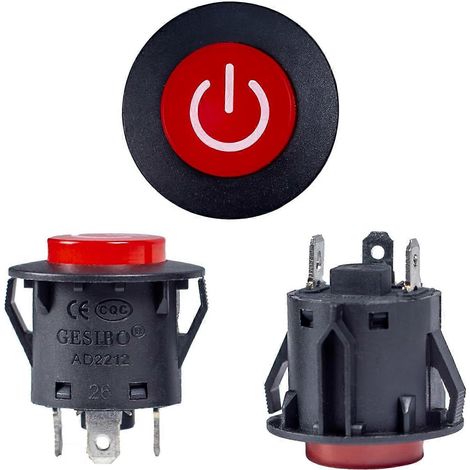 Compatible avec 2 voitures électriques pour enfants utilisant un interrupteur à 3 broches, type bouton-poussoir, manuel, rouge. (1/5)