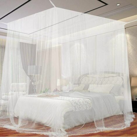 Moustiquaire, Moustiquaire de lit Grand Moustiquaire en Polyester pour Lits Simples et Doubles, Moustiquaire Baldaquin Intérieur et Extérieur - Blanc (1/5)