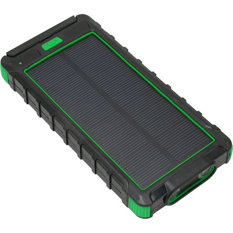 Chargeur solaire portable pour téléphone 20 000 mAh avec boussole et lampe torche LED pour l'extérieur, noir et vert. (1/4)